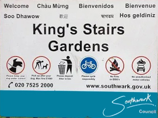 King's Stairs Gardens signage